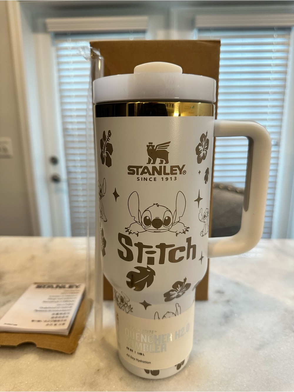 Stanley Stitch Unique Collaboration 40oz White & Gold Tumbler